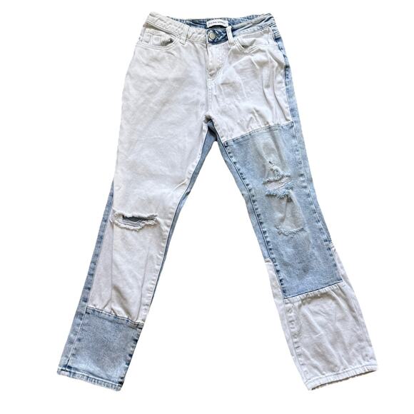 Flying Monkey Outrageous High Rise Boyfriend Jeans, Color Block Panel Sz 25 - Picture 1 of 5